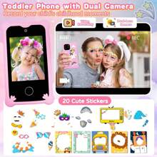 3-10 Years Old Kids Educational Music Toy Phone, 2.8" IPS Touch Screen, Dual Camera, Soft Silicone Shock-Proof Case, 32GB Storage Card, Suitable For Halloween & Easter Gifts, Pink - Multicolor - View 8
