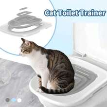 1 pieza Inodoro plegable cerrado para gatos de ABS con asiento de entrenamiento