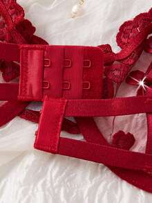 Bộ đồ lót lưới thêu gợi cảm cho nữ - Màu Đỏ Sâu - Xem 5