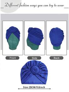 Awegeo 女士纯色头巾，带装饰细节 - 休闲时尚头巾，适合居家和日常佩戴 - 彩色 - 查看 5