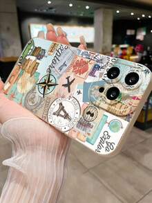 地图和飞机印花轻质防震手机壳适用于 16/11/16pro/16plus/16promax/16e/15Promax/13/14/12/XS/XR/7G/8P、Galaxy 11/12Pro/12/12X/13Pro/14Pro/15Pro/X3pro/、Redmi 10/9/Note9/12c/Note11pro/Note8Pro/9C/9a - 彩色 - 查看 4