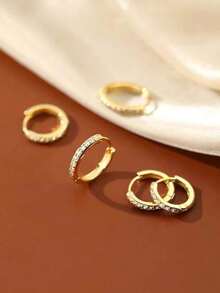 2 件套水钻装饰耳环，简约优雅的方晶锆石圈形耳环，奢华高端时尚耳环首饰，适合女孩和女士日常佩戴，送给朋友的礼物