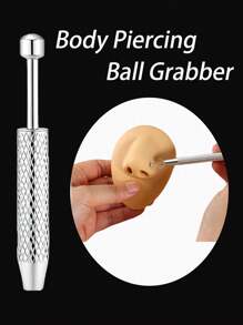 Piercing Taper Ball Grabber Tool For Changing Jewelry - 14G 16G 18G 20G Stainless Steel Flat Back Earrings Applicator Tool Threadless Insertion Pin Thread Body Piercing Kit For Ear Nose Lip, Silvery, Pink
