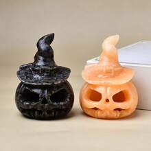 CUPIDCRYSTAL Natural Crystal Carved Pumpkins, Perfect Halloween Gifts, Flame-Shaped Pumpkins, Hollowed-Out Designs, Home Decoration Ornaments.Meditation Stone Crystals And Stones Suitable For Decorating Home Altars