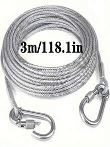 1 Set Stainless Steel Clothesline, Pet Leash, Portable For Indoor/Outdoor Laundry, Camping Accessories, Bathroom And Dormitory Ideal Choice