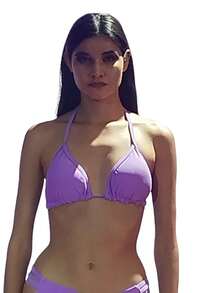 SET DE BIKINI PARA MUJER  Liso    Elegante  Casual    Tela    Nudo  Espalda al aire  ANUDADO    BIKINI  Playa  Vacación - Lila Púrpura - Ver 1