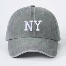 1 款男士刺绣纽约水洗棒球帽户外可调节休闲帽 - 淺灰色 - 查看 8