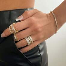 1 Stück modische Tennis-Kette, luxuriöse Zirkonia Gold- & Silber-Kreuz-Anhänger-Kette, unisex - Halskette - Übersicht 8