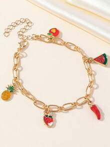 1pc Sweet Cherry Decor Bracelet, Simple Design For Teens, Style - Multicolor - View 8
