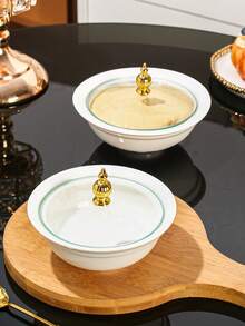 1 件陶瓷碗、装饰碗、水果碗、家用厨房和餐厅水果碗、零食糖果盘、甜点沙拉碗、蛋糕盘、罐子，适用于婚礼、派对、礼物、生日 - 彩色 - 查看 3