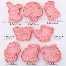 8 件动物饼干模具 3D 压制卡通动物饼干模具 适合儿童生日返校圣诞节感恩节派对装饰
