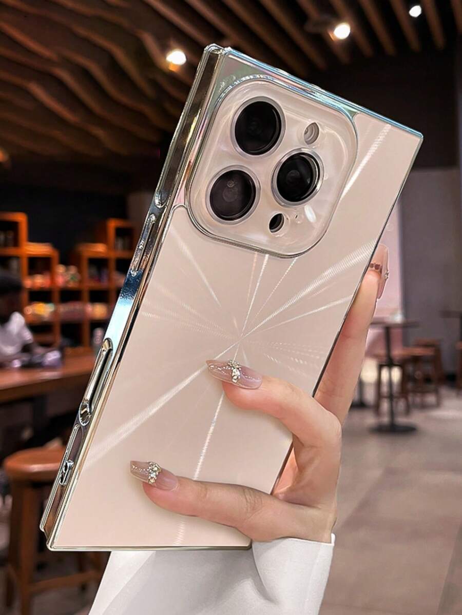 豪华 CD 图案光面手机壳适用于 16 15 14 13 Pro Max 16ProMAX 玻璃镜头保护防震保护套 - 白色 - 查看 1