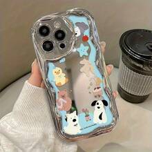 Funda para teléfono 1PC Diseño de TPU Teléfono de onda galvanizada, evita el desgaste, transpirable resistente al calor y al polvo, adecuado 11, 12, 13, 14, 15, 16 Plus Pro Promax XSMAX X/ XS - Plateado - Ver 1