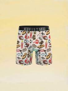 Random 12pcs Men's Luxury Printed Boxer Briefs Soft And Comfortable Elastic Waistband Breathable Boxer Briefs For All Seasons. Funny & Cute,Daily Casual Sports. {KJFISTMU} - 彩色 - 查看 2