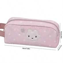 1 件粉色可爱兔子设计大容量铅笔盒，时尚手提包，适合放置文具和学校用品 - 彩色 - 查看 4