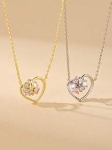 1 pieza Collar con colgante de corazón versátil y giratorio de aleación de cobre, regalo para la novia