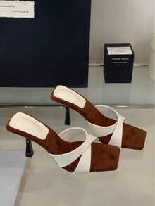 Sandalias de cuña retro de diseño exclusivo y versátil, de tacón alto y punta cuadrada, nuevas para el verano 2025 - Beis - Ver 6