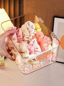 Jewelry Storage Box, Flip-Top Transparent Dust-Proof Box Suitable For Hair Clips, Headbands, Elastic Bands Desktop Organizer, Stackable Storage Box For Drawers, Vanity, Bathroom Girlfriend Gifts Sun Travel Cool Back To School For Women Storage Organizer Travel Essentials Back To School Dormitory Storage