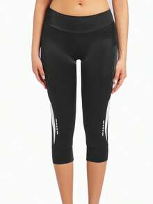 Qualicos Women's 4D Padded Cycling Shorts, With Reflective Safety Straps And Practical Pockets, High Waist Breathable Quick-Dry Cycling Shorts, 3/4 Length Tight Cycling Pants - Black and White - View 4