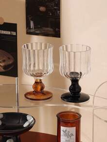 1 pieza Copa de vino francesa vintage y lujosa con pliegues, copa de champán de tallo alto para decoración del hogar, cenas familiares, fiestas de cumpleaños, ideal para Halloween, Navidad, regalos de cumpleaños - Multicolor - Ver 9