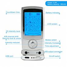 Rechargeable Multifunctional TENS Massage Machine 20 Intensities LCD Display EMS Muscle Stimulator Dual Channels Output Electric Pulse Massager Fatigue Relief Body Relax - Grey - View 4