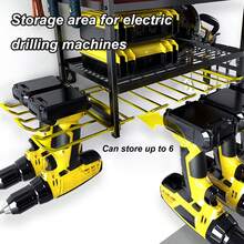 4 Tier 6 Drill Holder Wall Mounted Power Tool Organiser Garage Tool Storage Rack - Black - View 4