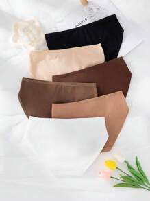 6 条女士纯色休闲舒适简约针织面料内裤，棉质轻薄睡衣低腰低腰 - 彩色 - 查看 2