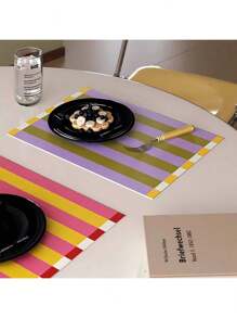 Nordic Dopamine Patterned PU Placemats, Waterproof, Oil-Resistant, Easy To Clean, Cute Girls Style, Heat Insulation Mat, Coasters For Dining Table