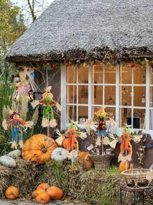 1 pièce Décoration d'épouvantail d'Halloween pour l'extérieur, style aléatoire, épouvantail d'automne de 30 cm pour la récolte. Décorations d'épouvantail debout pour le jardin, la maison, l'école, la cour, le porche, la décoration d'action de grâce