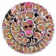 SANRIO 50张可爱黑色贴纸，卡哇伊创意三丽鸥卡通DIY装饰贴纸，适用于手机、笔记本电脑、日记本、吉他、文具等，防水材质 - 彩色 - 查看 3