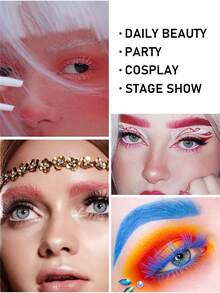 HANDAIYAN 防水持久二合一眉膏，易于涂抹，打造清晰自然的眉毛，具有 3D 立体凝胶 + 眉膏双重效果，适合日常化妆、约会、户外活动、游泳、健身、野餐和露营，配有眉刷，有多种颜色可供选择，万圣节 - 彩色 - 查看 6