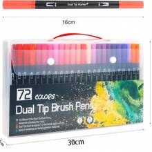 Plumones Doble Punta Pincel De 72 Colores, Plumones Para Colorear No Tóxicos, Ideales Para Niños Y Adultos, Marcadores Como Regalo Para Colorear Libros, Caligrafía, Lettering Y Cómics (negro, 72) - Negro - Ver 1
