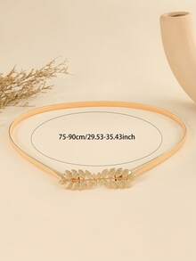 1 件女士金箔弹性腰带，商务休闲风格，百搭常规佩戴金属腰带，Y2K 时尚 - 金色 - 查看 2