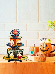 6pcs/Set Halloween Cupcake Stand, Food Display Rack, Dessert Shelf, Kitchen Dining Table Decor, Party Tabletop Decoration, Centerpiece, Party Background Decor, Suitable For Halloween, Theme Parties And Events, Indoor Decoration
