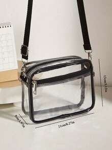 1 件轻质透明斜挎包，拉链开合，无衬里，PVC 材质，时尚白领上班族大学、工作、商务、通勤、办公室、周年纪念、生日礼物、情人节礼物、礼物、透明、透明防水包，适合女士、夏季、度假和海滩，非常适合音乐节 - 彩色 - 查看 4