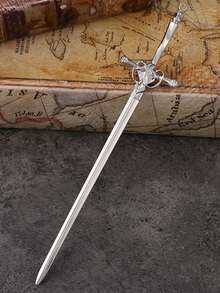 1 件女士中国风古剑发夹、发髻接发、发髻发片、发髻制作器、发型夹、发夹、发饰、学校用品、发夹 - 銀色 - 查看 4