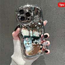 Funda para teléfono 1 pieza Diseño de TPU Teléfono ondulado galvanizado, evita el desgaste, transpirable, resistente al calor y al polvo, adecuado 11, 12, 13, 14, 15, 16 Plus Pro Promax XSMAX X/ XS - Plateado - Ver 6