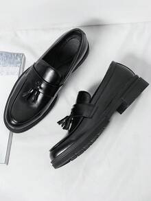 流苏装饰正装乐福鞋，男士商务黑色正装鞋 - 黑色 - 查看 6