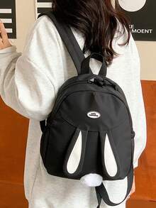 Customizable School Bag, Backpack With Personalized Name Or Holiday Greetings. Christmas Cartoon Bunny Shaped Fun Bag. Nylon Zipper Closure. A Great Choice For Birthday Gifts. This Bag Is Lightweight, Casual, Versatile, Cute, And Perfect For Daily Life, Travel, Shopping Trips. Perfect For Christmas, Thanksgiving, School, Parties And Gatherings. Also Suitable For Friends' Daughters, Souvenir Patterns Are Randomly Placed.