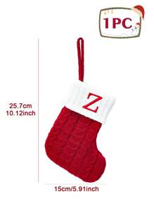 1 pieza Calcetín navideño de punto rojo de 10 pulgadas, calcetín colgante con letras en inglés y copos de nieve, para decoración de fiestas navideñas 2026, suministros y decoración de habitaciones navideñas, calcetín navideño personalizado con inicial, decoración navideña del hogar y familiar, adorno del árbol de Navidad, paquete de regalos sorpresa de Nochebuena, disfraces y favores de fiesta navideña