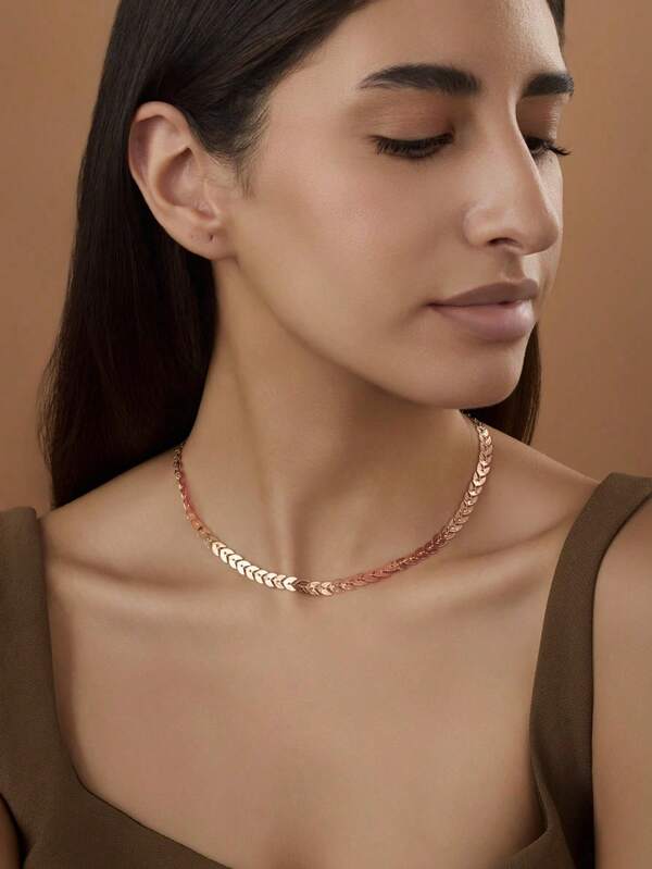 1 Piece Of Niche Design Stainless Steel Fancy Leaf Chain Necklace With Wheat Ornaments For Men And Women