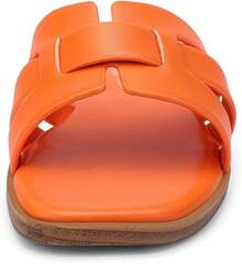 Dressy Summer Flat Sandals With Square Open Toe - Orange - View 3