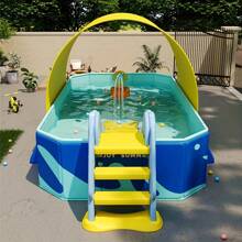 1pc Foldable Rectangular Swimming Pool, Large Non-Inflatable Swimming Pool, Family Mobile Water Park, Available In Multiple Sizes, Suitable For Whole Family, Summer Yard Water Entertainment, Party Pool, Foldable And Easy To Store, Multi-Component Design, Suitable For Yard And Backyard Entertainment, Can Be Used All Year Round.