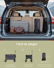 SONGMICS Carro de Mano Plegable, Carro de Jardín, 150 L, con 4 Ruedas Extraíbles, Carga de 150 kg, para Exterior, Jardín, Gris Pizarra - Gris - Ver 3