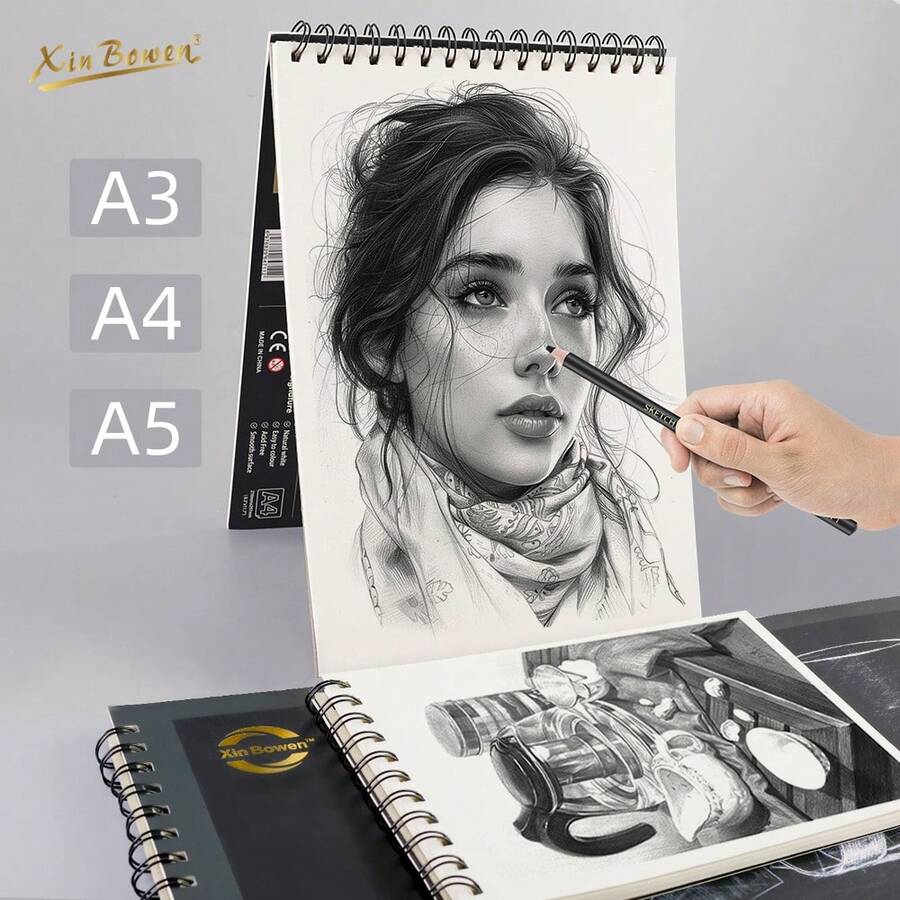 艺术家素描本 - 160g 30页双螺旋圈艺术生专用A3 A4 A5素描手绘本加厚水彩纸，顶部螺旋，适合所有场合的理想礼物