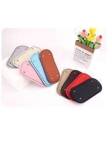 4pcs Mix-Color Crochet Hook Bag Bottom Accessories, Handmade Weaving Material Crochet Base Board, PU Leather Bag DIY Base, Knitting Shaping - Multicolor - View 4