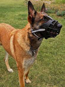 1pc Adjustable Comfortable Breathable Nylon Dog Muzzle, Suitable For 7-19 Lbs Dogs, Training