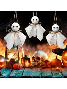 6/9/12 pièces Ornements suspendus d'Halloween - Décorations rustiques de style campagnard en tissu avec de la ficelle, décorations suspendues de petite taille (12 cm/4,72 pouces) sans pile pour maison hantée, cour, arbre, fête et utilisation intérieure/extérieure, décorations d'Halloween, design classique, supports en ficelle, décorations de cour, apparence faite à la main, décoration d'automne pour la maison