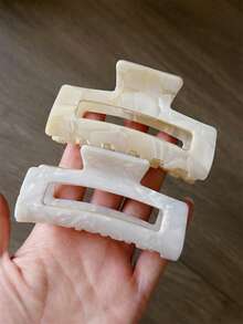 1 件/2 件/3 件女士优雅醋酸纤维大理石方形发爪夹,时尚马尾装饰配件,适合日常外出发型,春夏秋冬发夹发饰女士度假装 - 彩色 - 查看 18