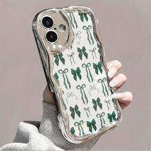Estuche para teléfono 1PC Un teléfono con ondas galvanizadas combinadas con una cadena de perlas, una cubierta protectora completa que es a prueba de golpes y resistente a caídas, elegante accesorio para estuche para teléfono 11, 12, 13, 14, 15, 16 Pro y Pro Plus Series: un nuevo y moderno - Colores mixtos 1 - Ver 1